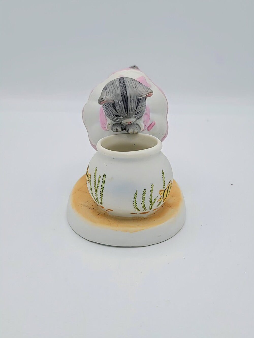 Kitty Cucumber Schmid 1986 B Shackman Cat Fish Bowl Figurine Collectible Vintage - Picture 3 of 9